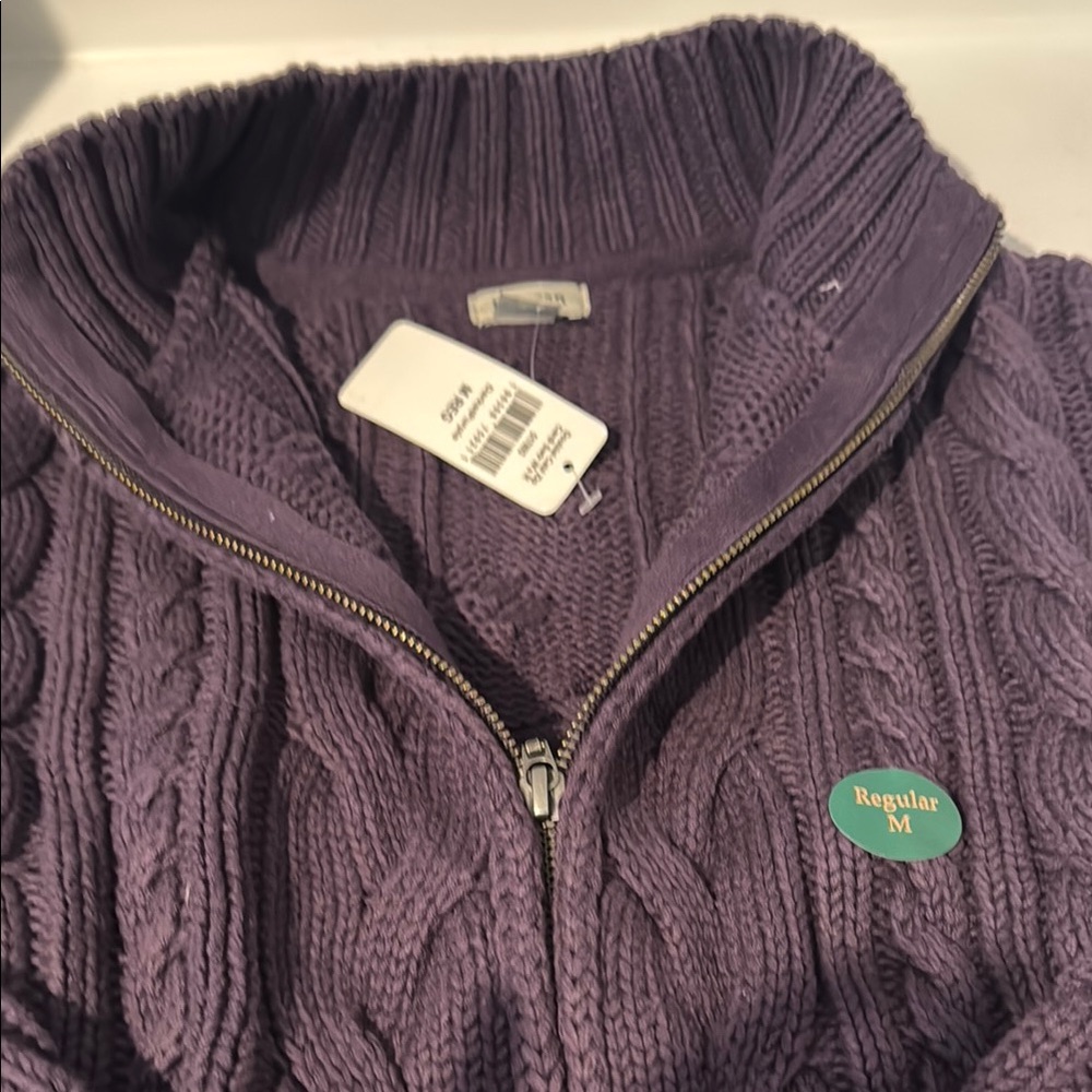 Purple Cowl Neck Cable Knit Sweater